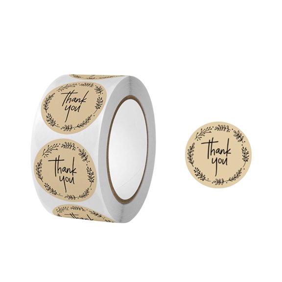 500 Pack Thank You Stickers, Vintage Round Sealing Labels for Small Business Packaging, Kraft Paper Self-Adhesive Decals for Gift Boxes Envelopes Wedding Favors Bakery Supplies