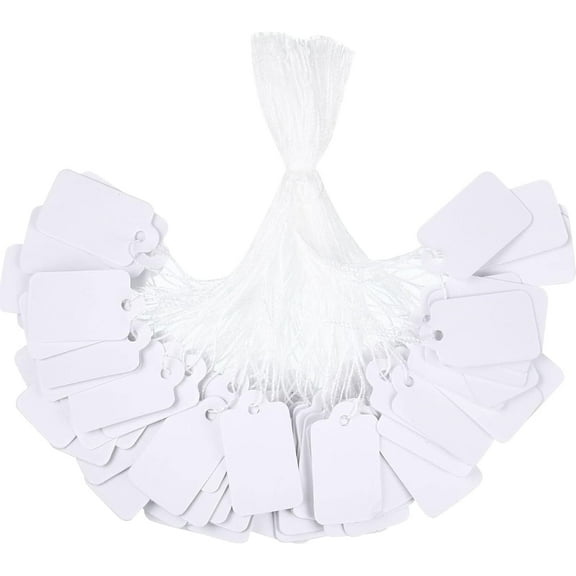 500 Pack White Marking Tags Jewelry Price Tags Hang Price Labels Display Tags with Hanging String
