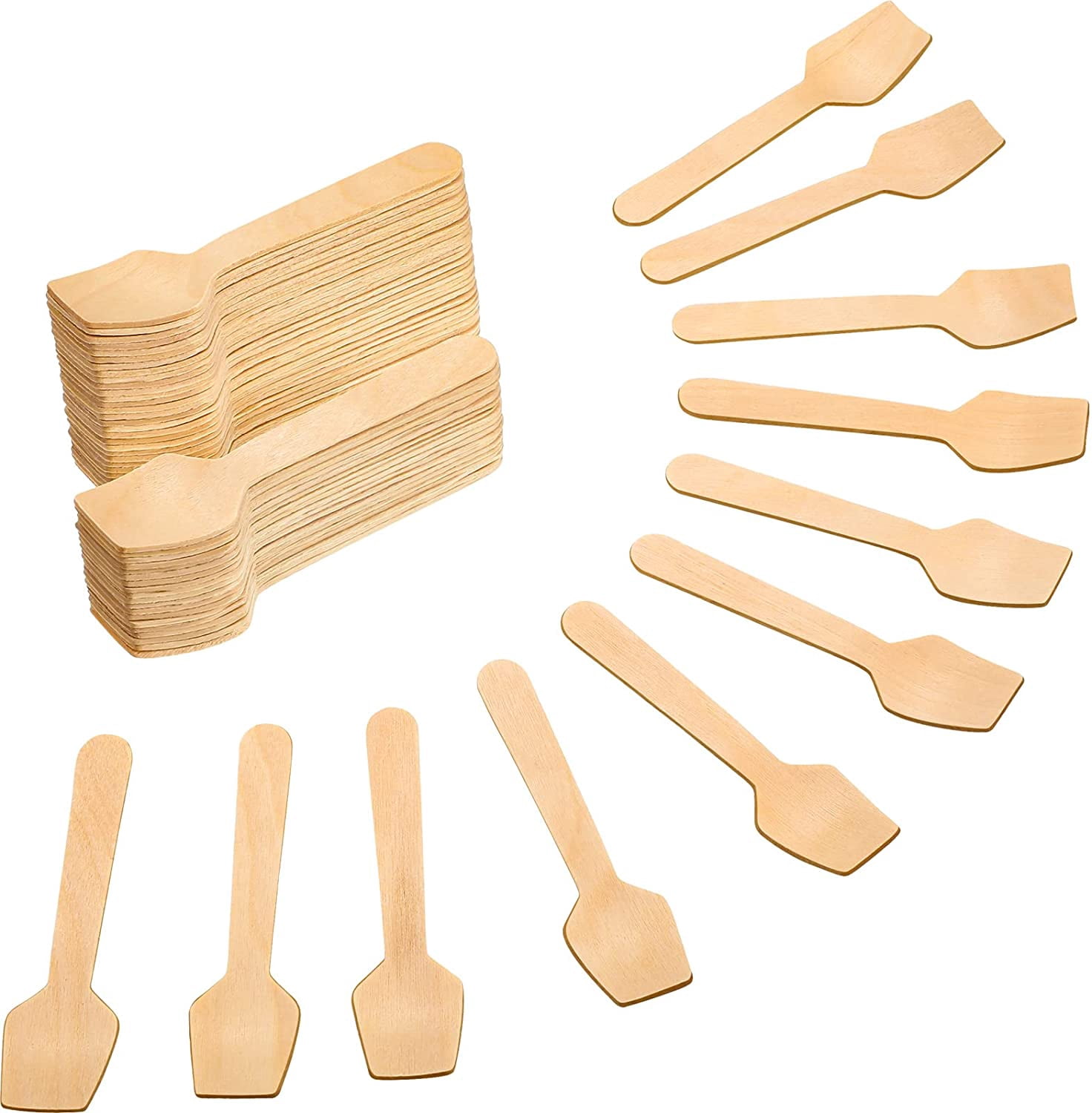 Mini Spoons Sign 500 Packs Mini Wooden Spoons 3.74 Inches Tasting Spoons Disposable Mini ...