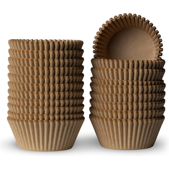 500 Paper Cupcake Liners, Muffin Liners or Baking Cups for Desserts, Muffins, Cupcakes and More Treats; Grease Proof, No Smell, Food Grade, Nut Serving Containers (Brown)
