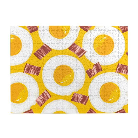 500 Pc Jigsaw Puzzle Large Piece Picture Puzzles Indoor Activity Family Friends Game Toy - Breakfast eggs bacon cute