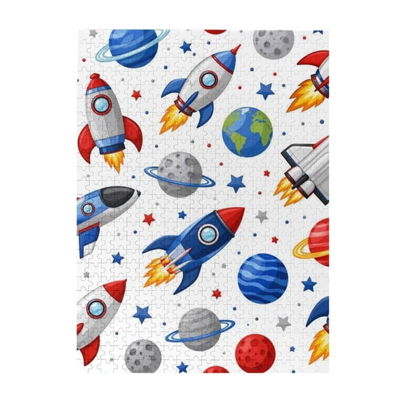 500 Pc Jigsaw Puzzle Large Piece Picture Puzzles Unique Gift Idea Family Game Friends - Outer Space Rocket Pattern