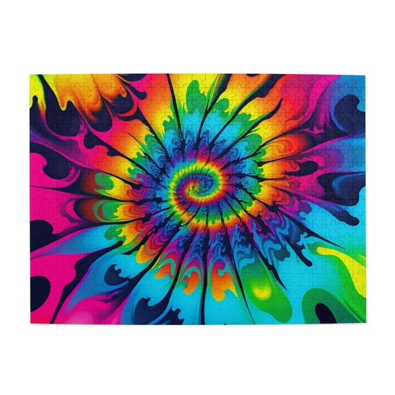 500 Pc Jigsaw Puzzle Large Piece Picture Puzzles Unique Gift Idea Family Game Friends - Tie Dye Psychadelic cool art