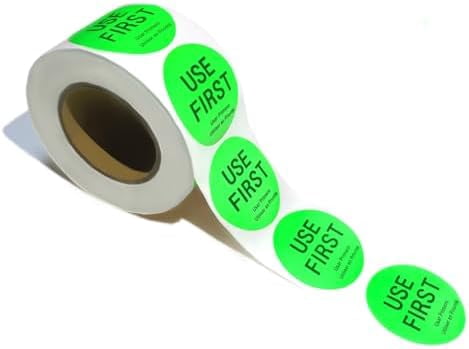 500 Pcs 1.5 Inch Use First Stickers Food Service Roll, Quivanta Green ...