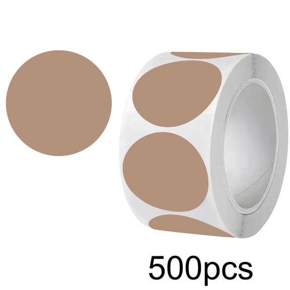 500 Pcs 1" Round Stickers, Circle Coding Labels Colored Dot Stickers for Craft, Scrapbooking, Gift Wrapping, and Decoration, 500 Labels/Roll(Khaki)