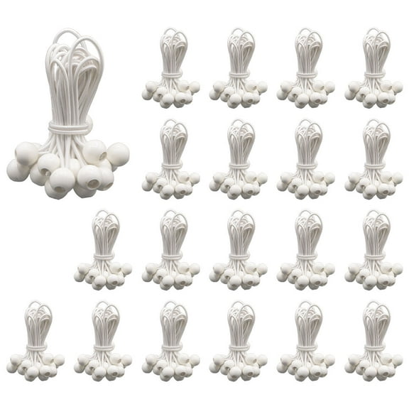 (500 Pcs) 11" White Ball Bungee Cords for Tarp Tie Down - Heavy Duty Canopy Bungee Loop Cords w/Balls for Camping, Shelter, Cargo, Tent Poles (5 MM Thick)