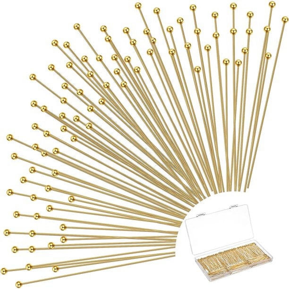 500 Pcs 2 Inch 50 mm Brass Head Ball Pins Eye pins for Jewelry Making Craft Earring Bracelet Jewelry Making Accessories Supplies (Gold)