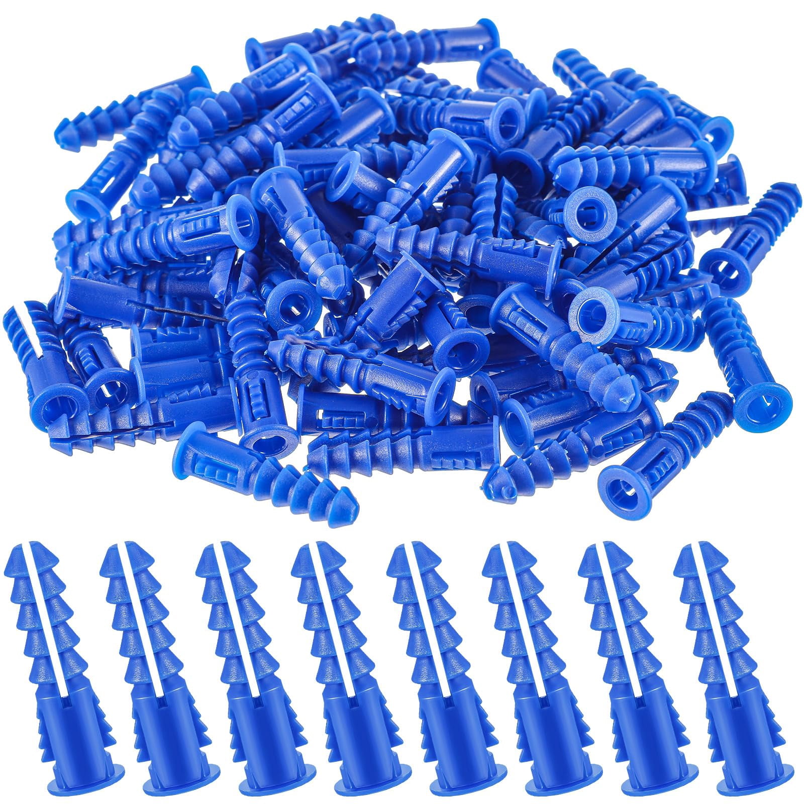 500 Pcs #4-6-8 x 7/8 Inch Ribbed Lightweight Plastic Anchors Drywall Anchors for Hollow Walls Pictures Artwork Decor Light Duty Anchoring Application (Yellow)