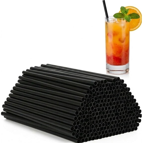 [500 Pcs] 5.9 Inch Black Drinking Straws - 0.24'' Diameter Disposable Plastic Straw for Coffee and Cocktail, Short Straws for Bar, Cafe, Club, Kitchen, Party, Martini, Margarita and Whiskey