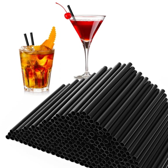 [500 Pcs] 5 Inch Black Drinking Straws - 0.24'' Diameter Disposable Plastic Straw For Coffee And Cocktail  Short Bar Cafe Club Kitchen Party Martini Margarita