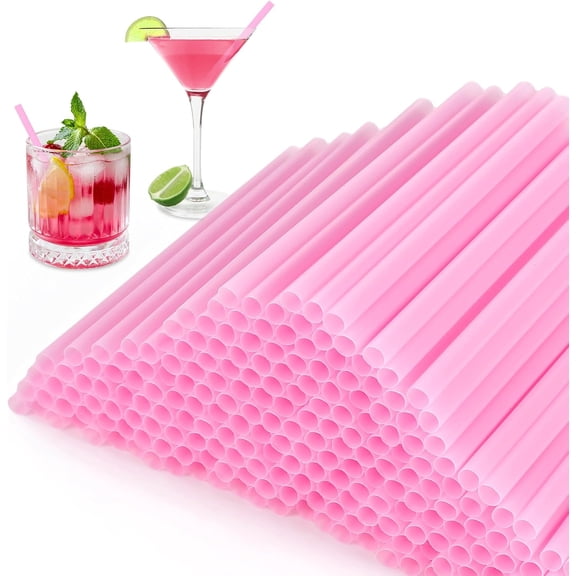[500 Pcs] 5 Inch Pink Cocktail Straws - 0.24" Diameter Disposable Plastic Drinking Straw for Coffee and Cocktail, Cute Short Straws for Bar,Cafe,Club,Party