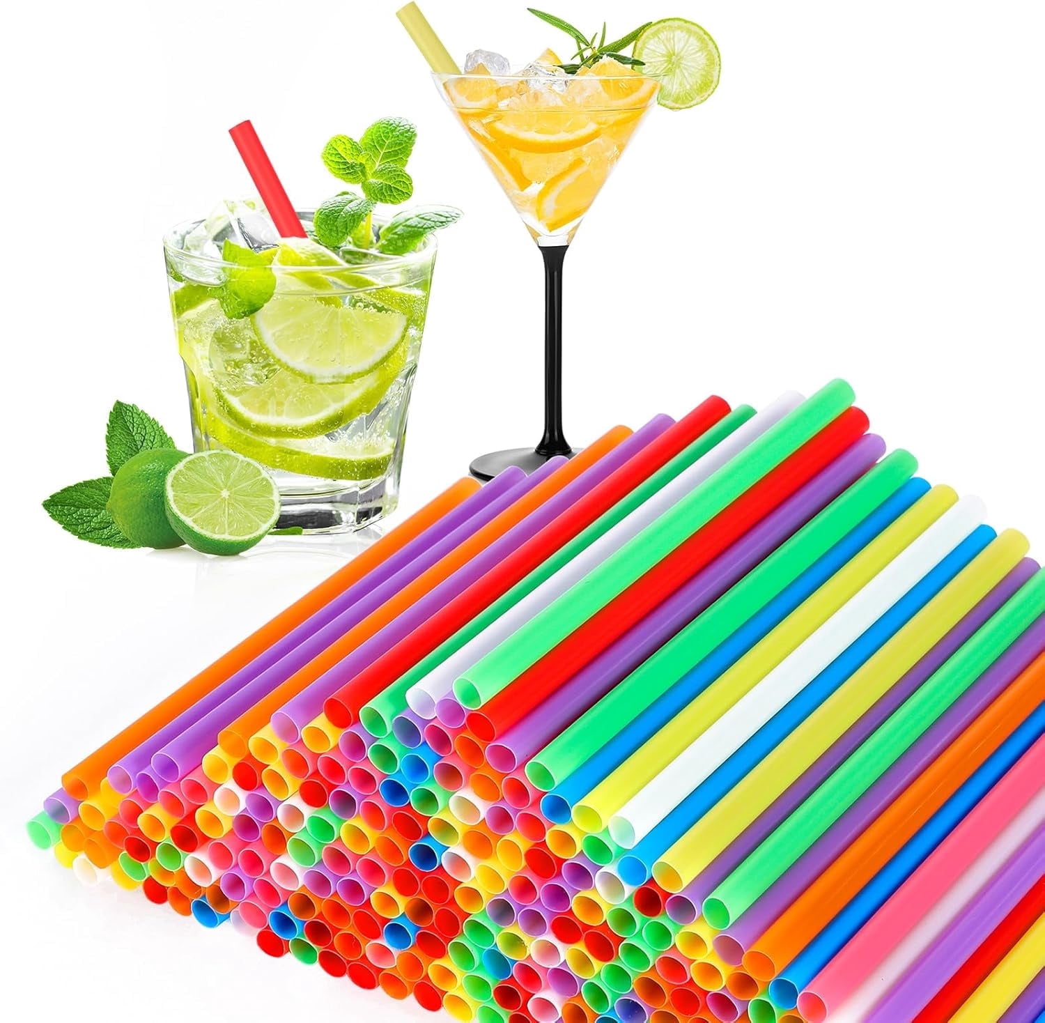 Haundry, 500 Pcs, 5 Inch Plastic Drinking Straws, 0.24'' Diameter, Neon ...