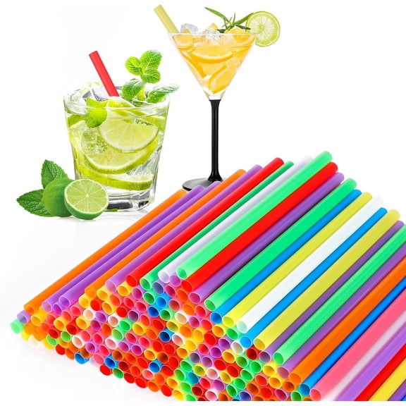 [500 Pcs] 5 Inch Plastic Drinking Straws - 0.24'' Diameter Disposable Straw for Coffee and , Colorful Short Straws for Bar, Club, Kitchen