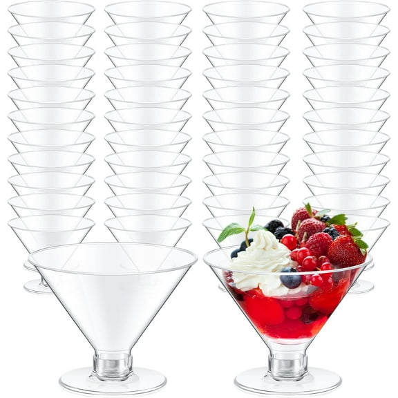 500 Pcs 5 oz Plastic Martini Glasses Disposable Clear Cocktail Dessert Parfait Glasses Unbreakable Mini Martini Cups for Wedding Party Bowl Wine Ice Cream (Stemless)