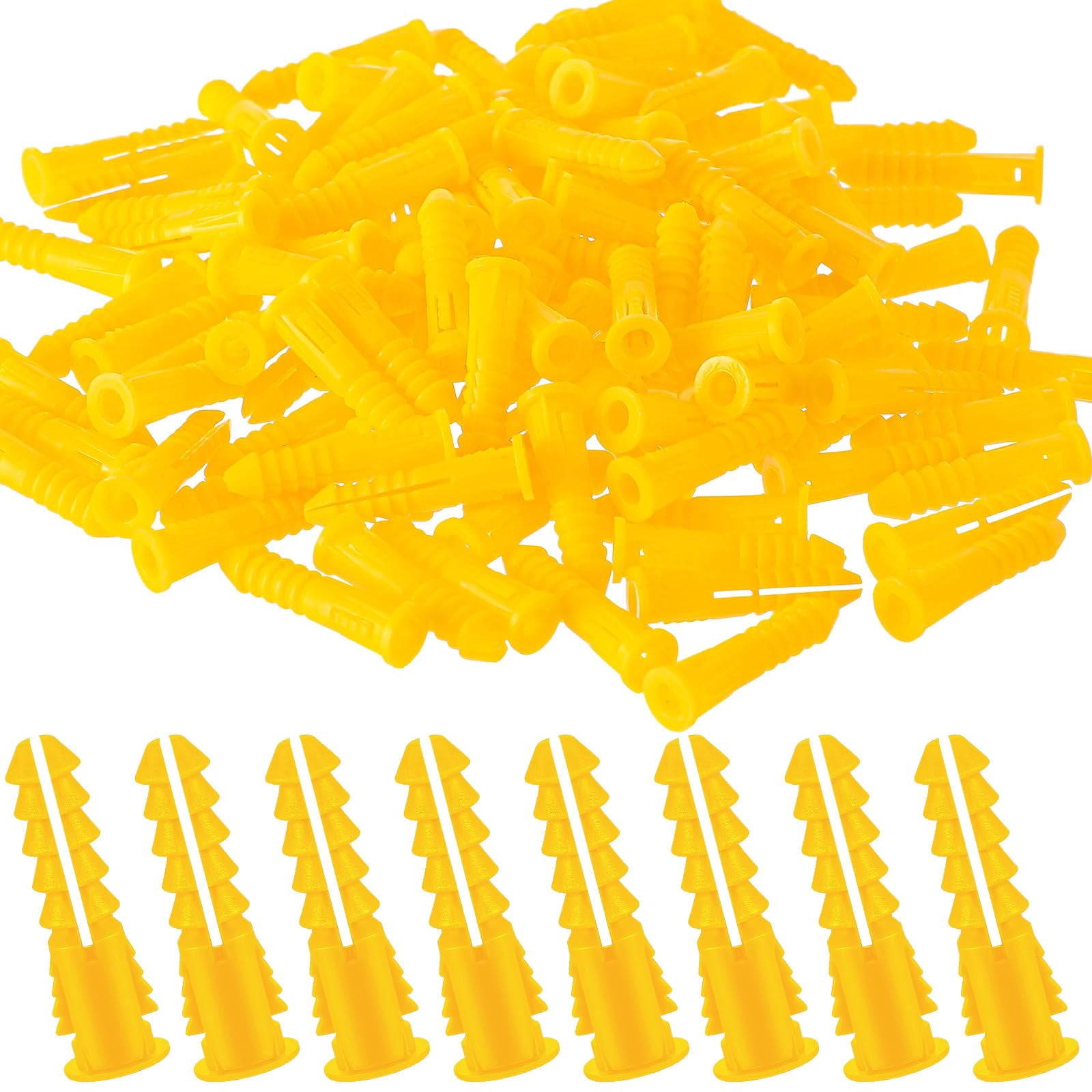 500 Pcs #8-10-12 x 1-1/4 Inch Ribbed Lightweight Plastic Anchors Drywall Anchors for Hollow Walls Pictures Artwork Decor Light Duty Anchoring Application (Blue)