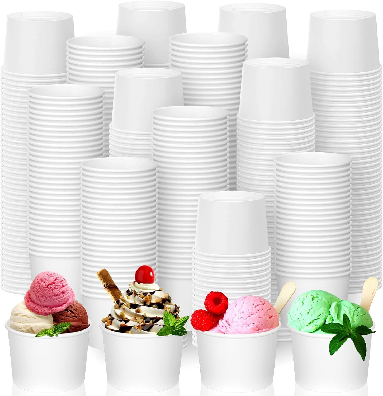 500 Pcs 8 oz Ice Cream Paper Cups Bulk Disposable Dessert Cups Solid ...