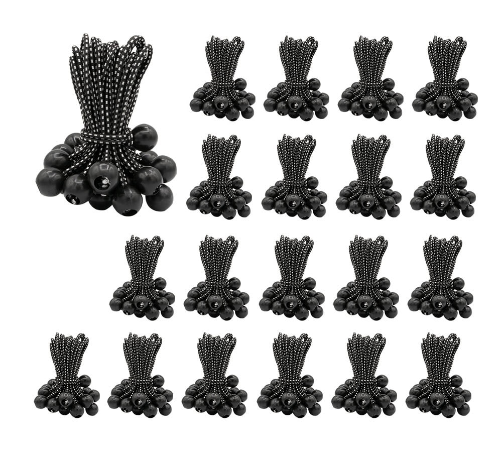(500 Pcs) 9 Inch Ball Bungee Cords for Tarp Tie Down - Heavy Duty Canopy Bungee Loop Cords w/ Balls for Camping, Shelter, Cargo, Tent Poles (5 MM Thick)