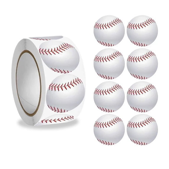 500 Pcs Baseball Sports Ball Stickers, 1 In Adhesive Label Roll for Scrapbooking Gift Wrap Crafts Party Decor