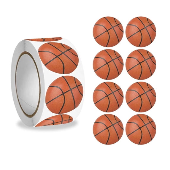 500 Pcs Basketball Sports Ball Stickers, 1 In Adhesive Label Roll for Scrapbooking Gift Wrap Crafts Party Decor