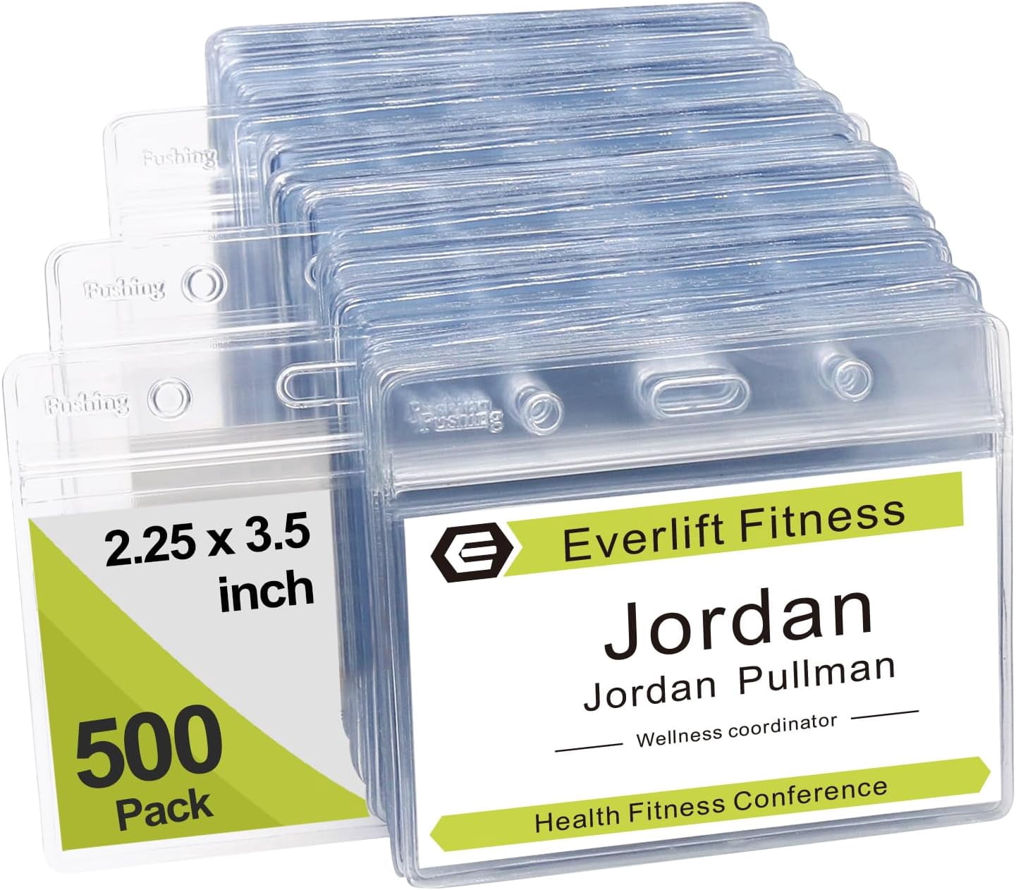 500 Pcs Clear Plastic Horizontal Name Tag Badge ID Card Holders