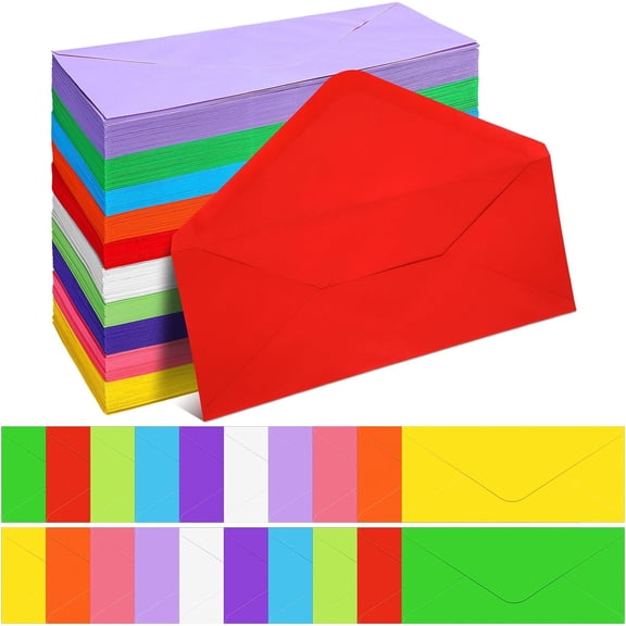 500 Pcs Colored #10 Security Envelopes, Adhesive Letter Size for Mailing, Office, Checks, Invoices, Invitations, 4-1/8 x 9-1/2 Inches, Assorted Cute Colors