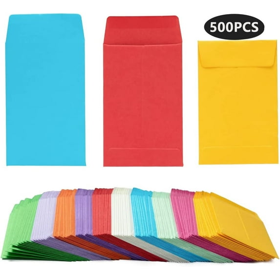 500 Pcs Colorful Seed Envelopes,2 1/4×3 1/2 in Self-Adhesive Coin Envelopes for Garden,Office