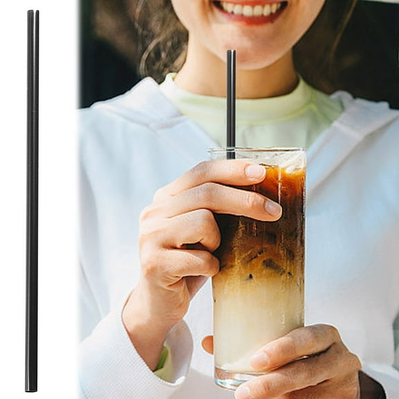 500 Pcs Disposable Black Plastic Straws – 0.3cm x 13cm PP Straight Flat-Mouth Straws for Coffee Bars, Cocktails & Beverage Service