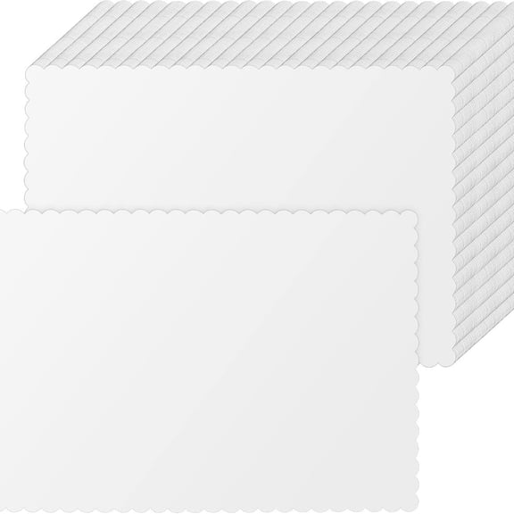 500 Pcs Disposable Paper Placemats Wavy Edge Paper Place Mats Bulk Rectangle Blank Dining Table Mats for Adults Dinning Table, 14.6 x 10.2 Inches(White)