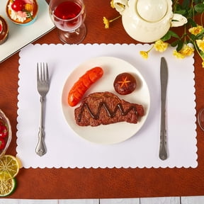 500 Pcs Disposable Paper Placemats Wavy Edge Paper Place Mats Bulk Rectangle Blank Dining Table Mats for Adults Dinning Table, 14.6 x 10.2 Inches(White)