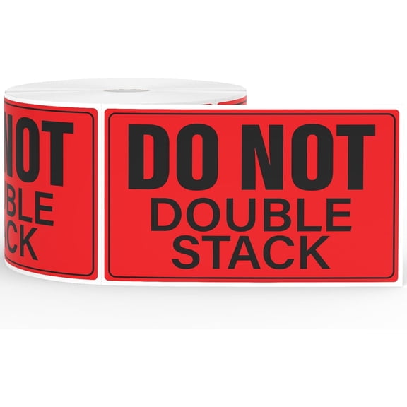 500 Pcs Do Not Double Stack Labels for Shipping Handling 3" x 5" Warning Stickers Waterproof Strong Adhesive Packing Labels for Pallet Moving Boxes Business Delivery Warehouse Factory Red