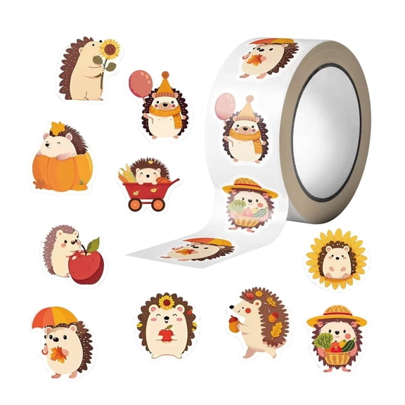 500 Pcs Fall Cute Hedgehog Sticker,Fall Hedgehog Stickers,Autumn Thanksgiving Adhesive Kawaii Animal Decals Holiday Party Favor Supplies Classroom Office Bottle Decor For Kids