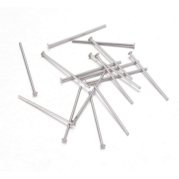 500 Pcs Flat Head Pins Resistant 304 Stainless Steel Metal End Headpins Long End Head Pin for DIY Craft Dangle Earring Bracelet Necklace Pendant Supplies 20x0.7mm Head: 1.5mm