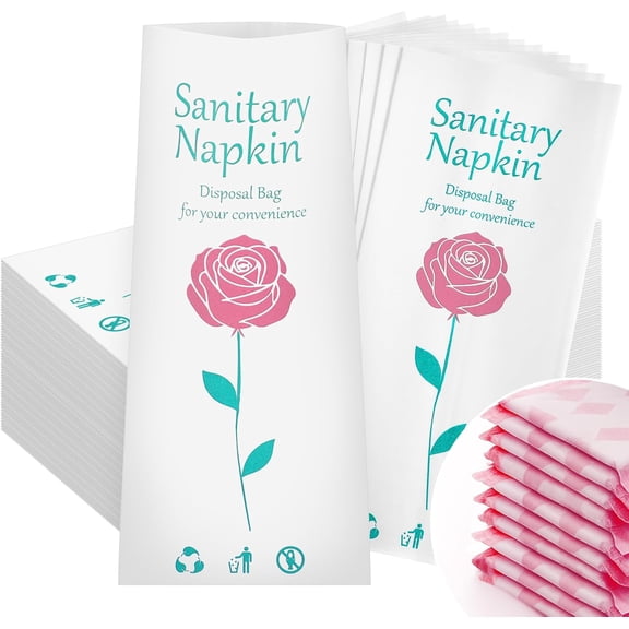 500 Pcs Floral Sanitary Napkin Disposal Bags Feminine Hygiene Leak-Proof Personal Care Biodegradable Waste Bags for Pads Tampon Liners 9 x 3.9 Inches