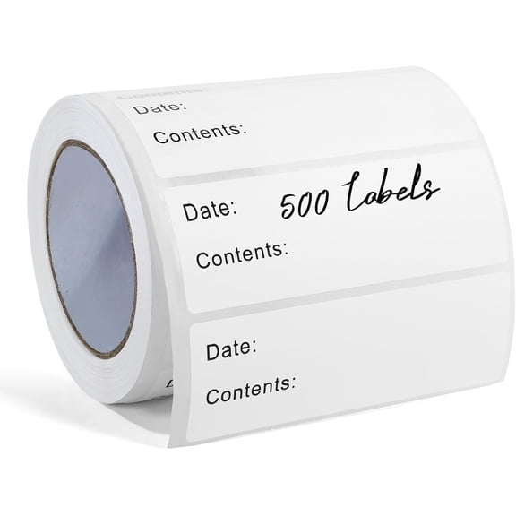 500 Pcs Freezer Labels, 1 x 3 Inch Refrigerator Food Label Stickers, No Residue, Easy Peel Off, Water & Oil Resistant, Labels for Food, Freezer Bags, Jars, and Containers