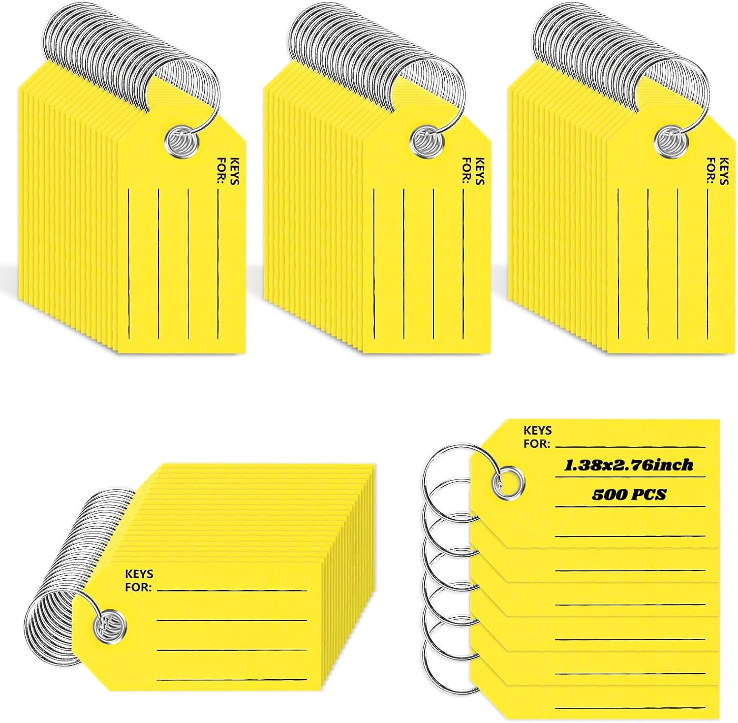 500 Pcs Key Tags with Labels Yellow Key Tags with Ring Key Chain Tags ...