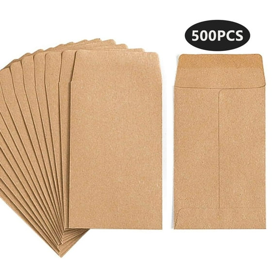 500 Pcs Kraft Small Seed Envelopes,2 1/4x3 1/2,Self-Adhesive Coin Envelopes for Garden,Office