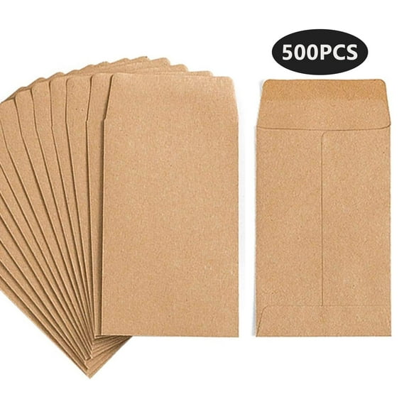 500 Pcs Kraft Small Seed Envelopes,2 1/4x3 1/2,Self-Adhesive Coin Envelopes for Garden,Office