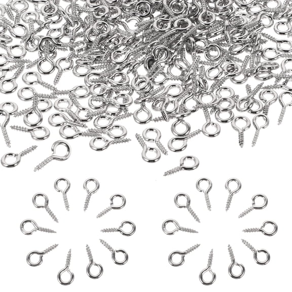 WRISTBIQUE 500 Pcs Jewelry Eye Pins Screw Eye Pins for Crafting, 0.39 x 0.18 inch, Ideal for Jewelry Making and Repairs