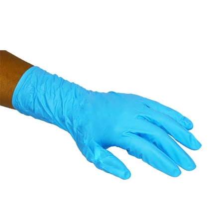 500 Pcs Nitrile Exam Powder Free Disposable Gloves, Fingure Textured, Beaded Cuff, Blue, 8 Mil, X-Large