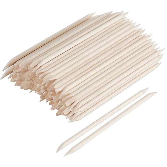 500 Pcs Orange Wood Nail Sticks, MODANU 0.15 X 4.48 inch Double Sided Multi Functional Cuticle Pusher Remover, Pointed End & Flat End Manicure Pedicure Tool