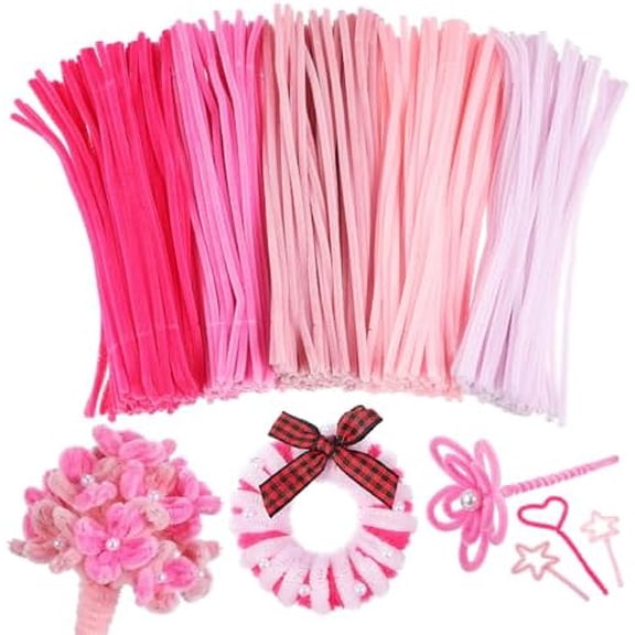 500 Pcs Pink Pipe Cleaners Christmas Pipe Cleaners Pastel Valentines Day Chenille Stems for DIY Hand Arts Chenille Stems for Flowers Wrapping Party Decorations$$Art & Craft