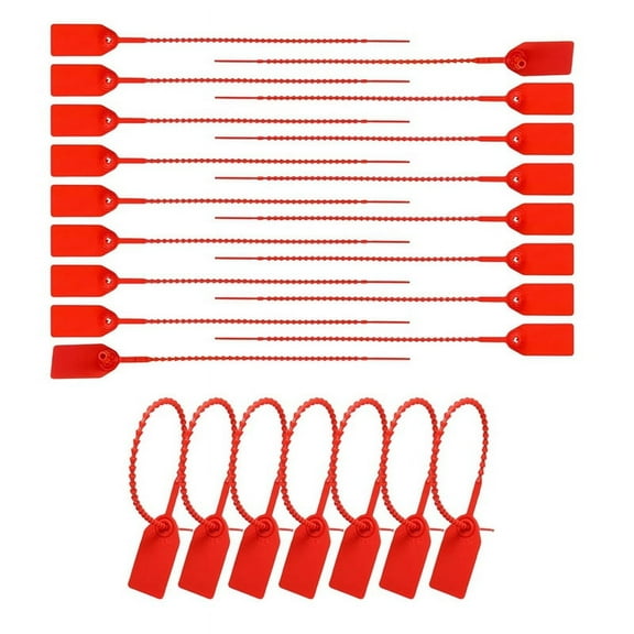 500 Pcs Plastic Tamper Seals Zip Ties for Fire Extinguishers Blank Security Tags Self-Locking Signage Trailer Truck Seal,1set x for truck Safety Labels,Red