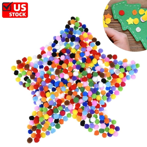 500 Pcs Polypropylene Pompoms 0.5" for Craft Making, Small Pom Poms Balls Art and Craft DIY Decorations (Multicolor)