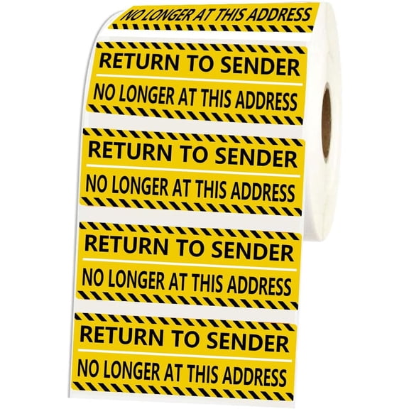 500 Pcs Return to Sender NO Longer at This Address Stickers,3X1 Inch Adhesive Label Stickers for Small Business Envelop Box Cartons Shipping Sticker