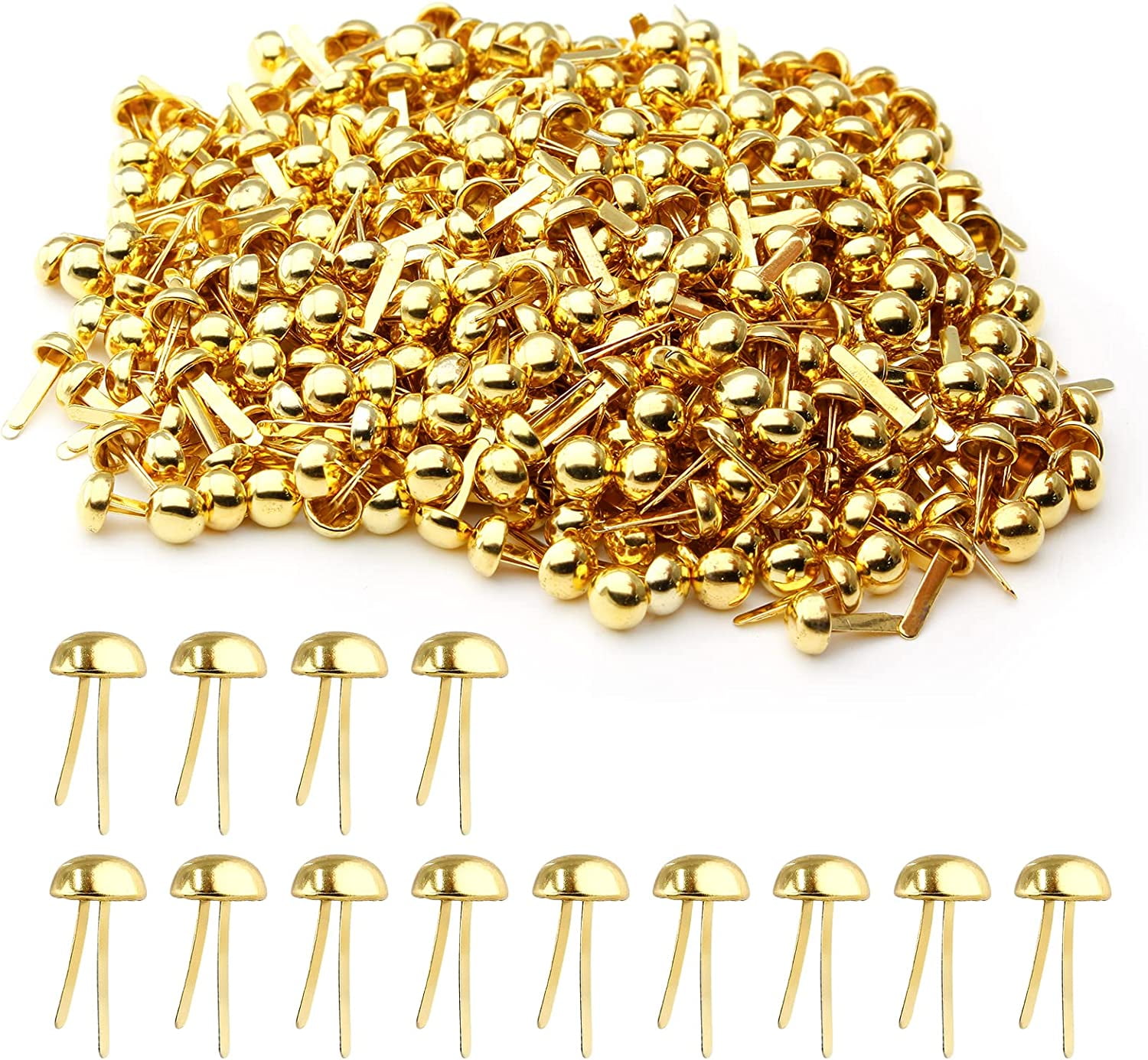 Walmart 500 Pcs 0.24 Inch Gold Mini Brads, Round Head Paper Fasteners ...