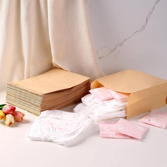 500 Pcs Sanitary Napkin Disposal Bags, Feminine Hygiene Disposal Bags Personal Hygiene Products Period Bag for Women Waxed Kraft Paper Tampon Bag for Restroom Bathroom(7.5'' x 10'' x 3.5'')