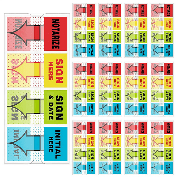 500 Pcs Sign Here Stickers Notarize Initial Here Sign and Date Tabs Stickers Flags for  School Students Notebook