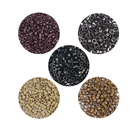 300Pcs 4mm Silicone Lined Micro Ring Beads for Hair Extensions 5Colors  Apply