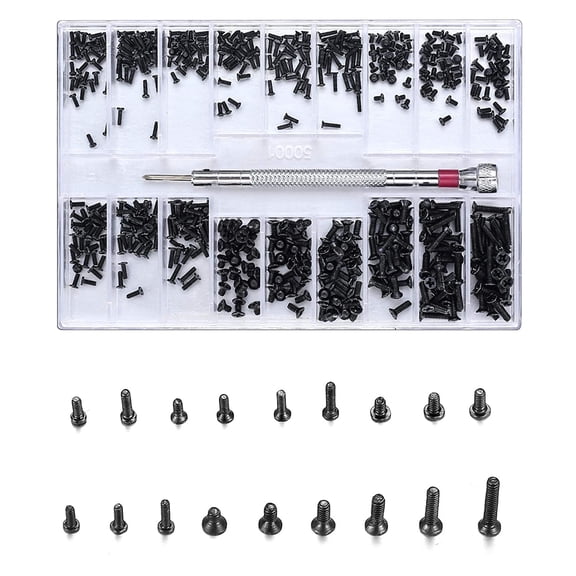 500 Pcs Small Replacement Screws M1.2 M1.4 M2.0 Micro Laptop Electronics Repair Kit with Precision Screwdriver for Glasses Watches Hard Drives