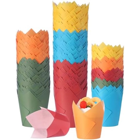 500 Pcs Standard Size Colorful Tulip Cupcake Liners, Rainbow Baking Liners Greaseproof Cupcake Wrappers Muffin Baking Cups for Wedding Birthday Baby Shower Holiday Party Thanksgiving Day